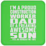 Proud Construction Worker Dad Of Awesome Son - Drink Coaster
