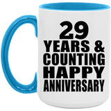 Happy 29th Anniversary 29 Years & Counting - 15oz Accent Mug Blue