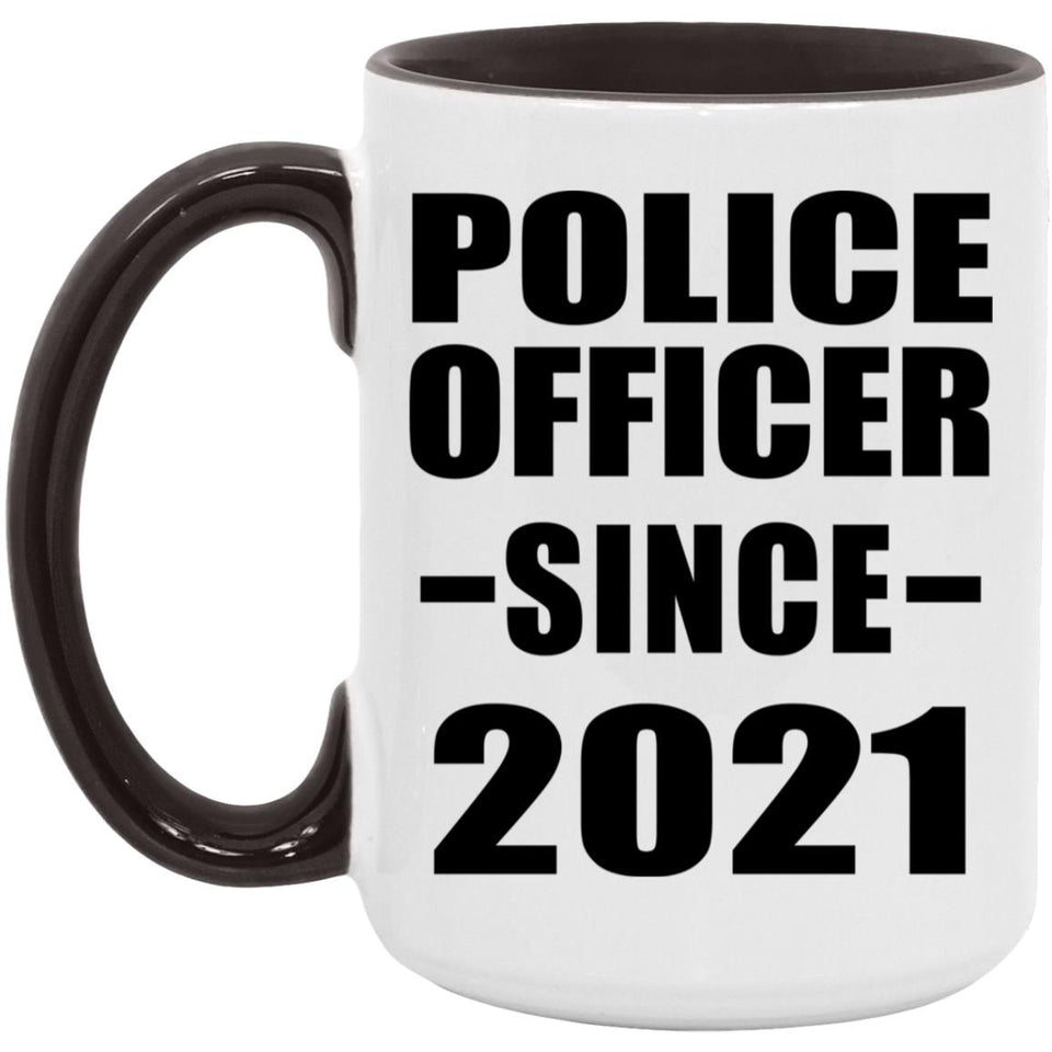 Police Officer Since 2021 - 15oz Accent Mug Black