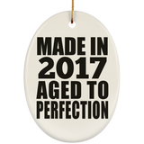 7th Birthday Made In 2017 Aged to Perfection - Oval Ornament