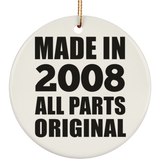 16th Birthday Made in 2008 All Parts Original - Circle Ornament