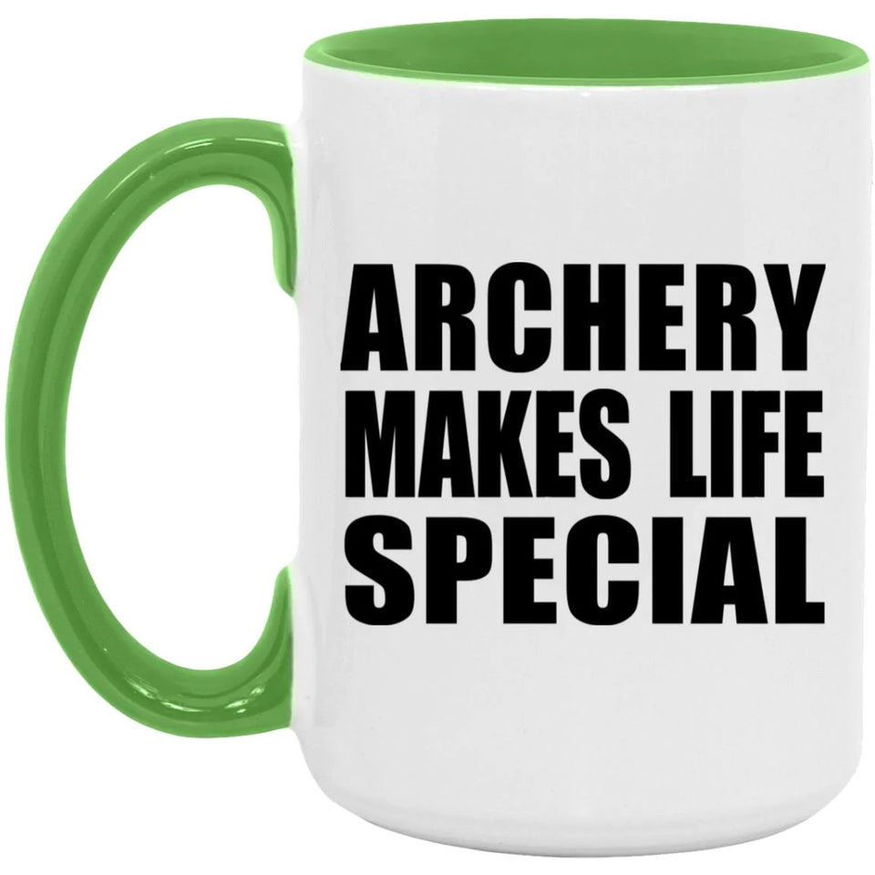 Archery Makes Life Special - 15oz Accent Mug Green