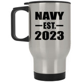 Navy Established EST. 2023 - Silver Travel Mug