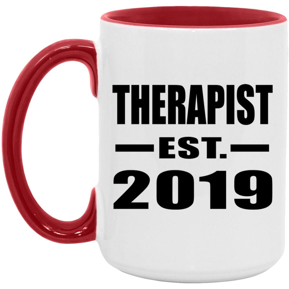 Therapist Established EST. 2019 - 15oz Accent Mug Red