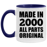 24th Birthday Made in 2000 All Parts Original - 11oz Accent Mug Purple