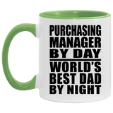 Purchasing Manager By Day World's Best Dad By Night - 11oz Accent Mug Green