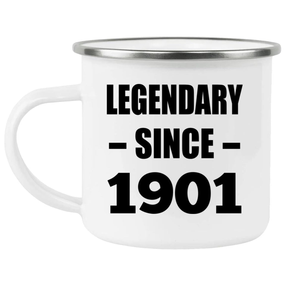 123rd Birthday Legendary Since 1901 - 12oz Camping Mug