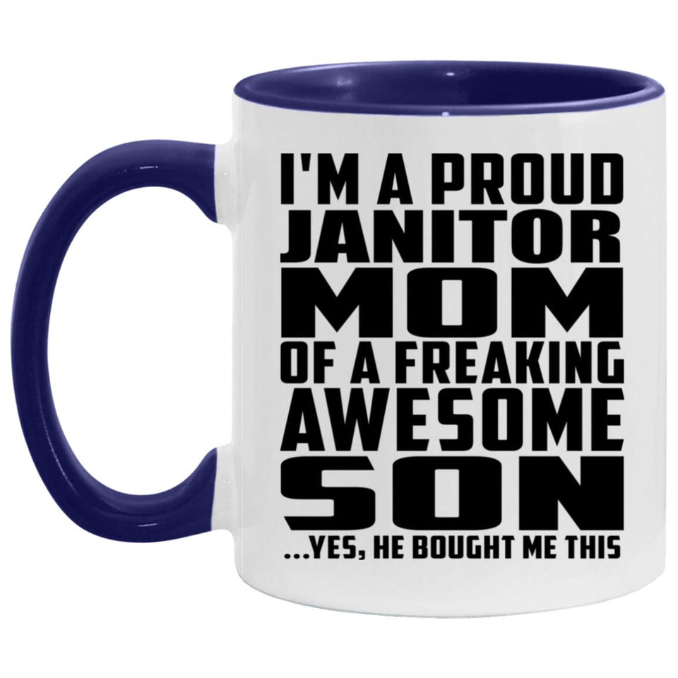 Proud Janitor Mom Of Awesome Son - 11oz Accent Mug Purple