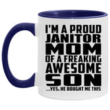 Proud Janitor Mom Of Awesome Son - 11oz Accent Mug Purple