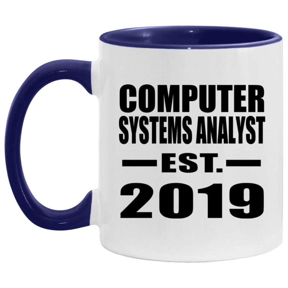 Computer Systems Analyst Established EST. 2019 - 11oz Accent Mug Purple