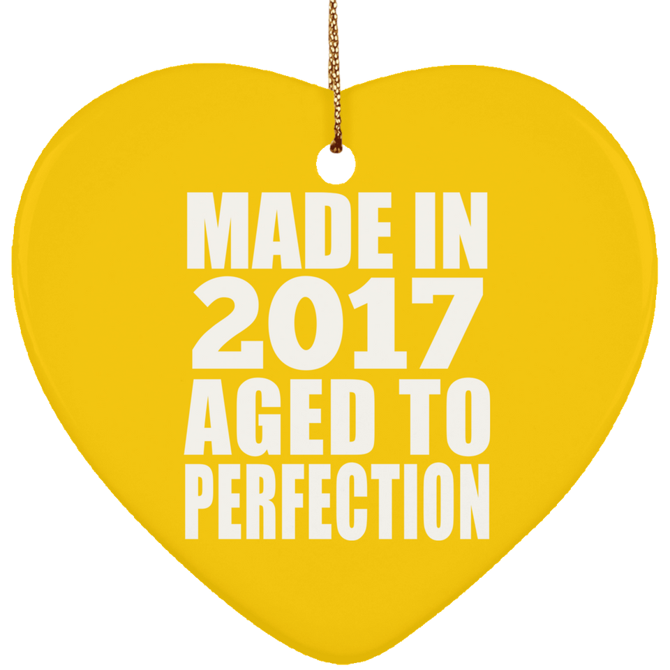 7th Birthday Made In 2017 Aged to Perfection - Heart Ornament