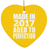 7th Birthday Made In 2017 Aged to Perfection - Heart Ornament