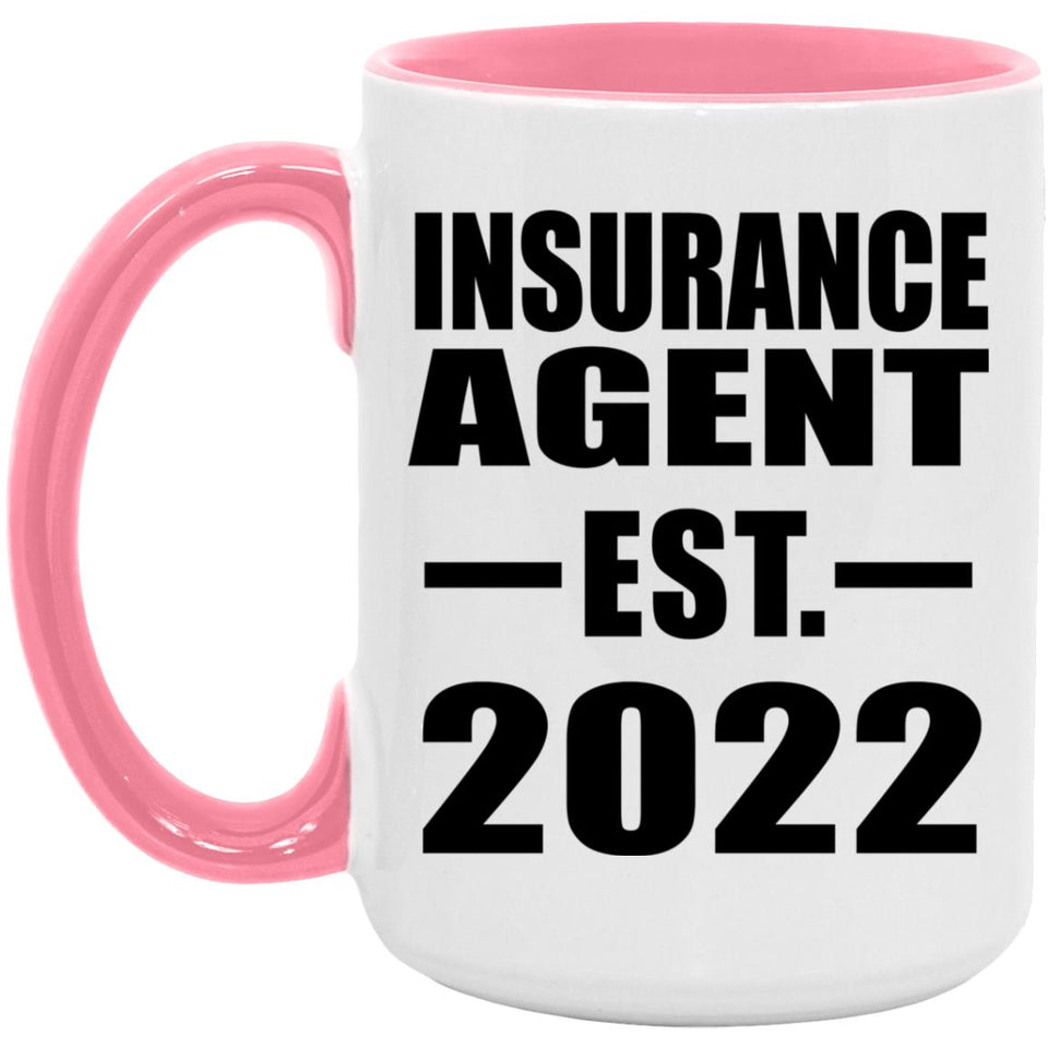 Insurance Agent Established EST. 2022 - 15oz Accent Mug Pink