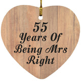 55th Anniversary 55 Years Of Being Mrs Right - Heart Ornament C