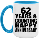 Happy 62nd Anniversary 62 Years & Counting - 15oz Accent Mug Blue