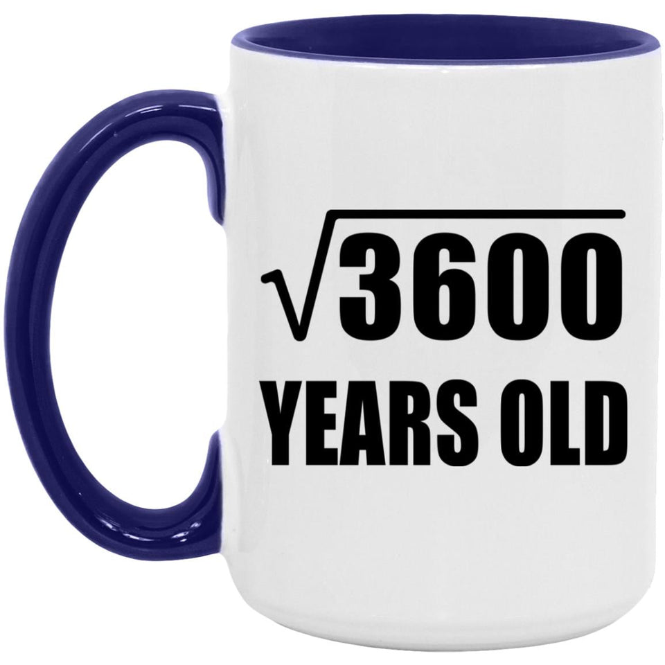 60th Birthday Square Root of 3600 Years Old - 15oz Accent Mug Purple