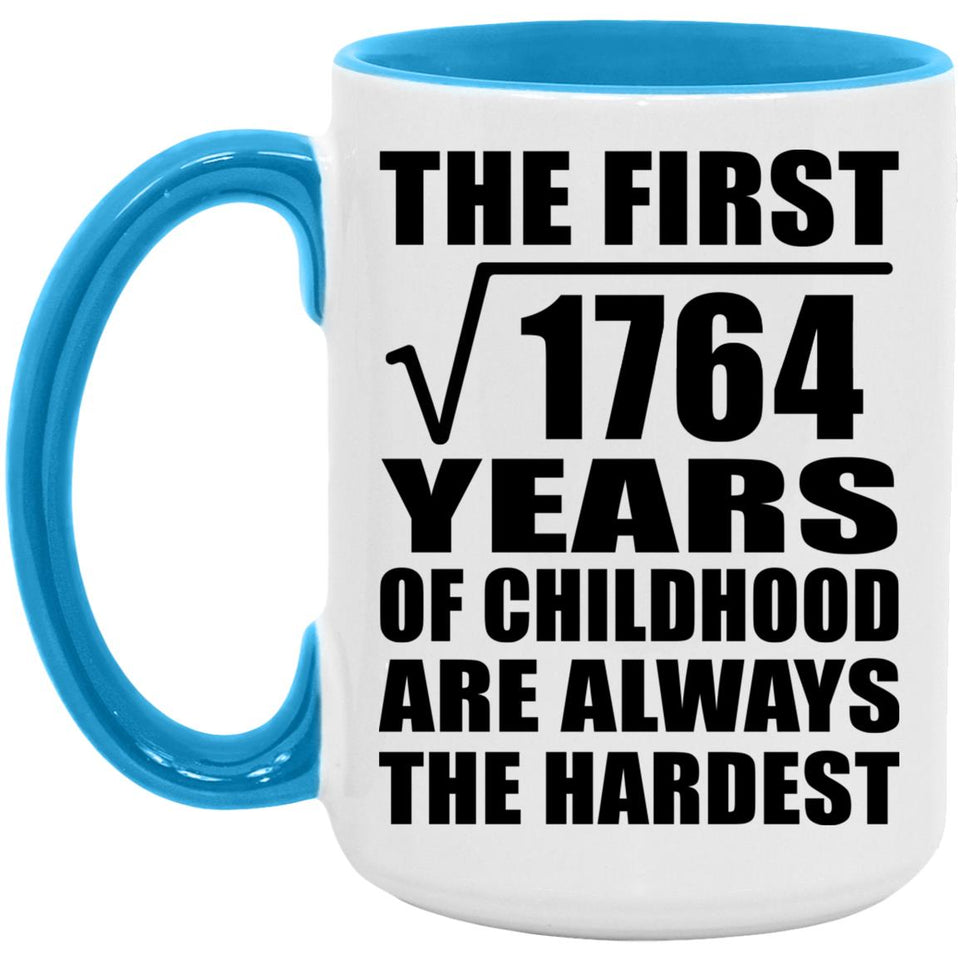 42nd Birthday Square Root of 1764 Years of Childhood - 15oz Accent Mug Blue