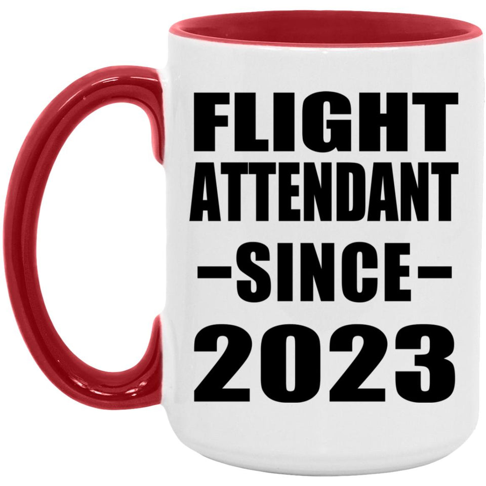 Flight Attendant Since 2023 - 15oz Accent Mug Red