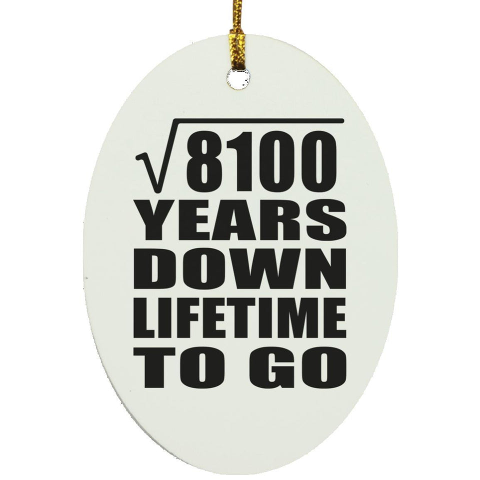 90th Anniversary Square Root of 8100 Years Lifetime To Go - Oval Ornament