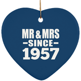 67th Anniversary Mr & Mrs Since 1957 - Heart Ornament