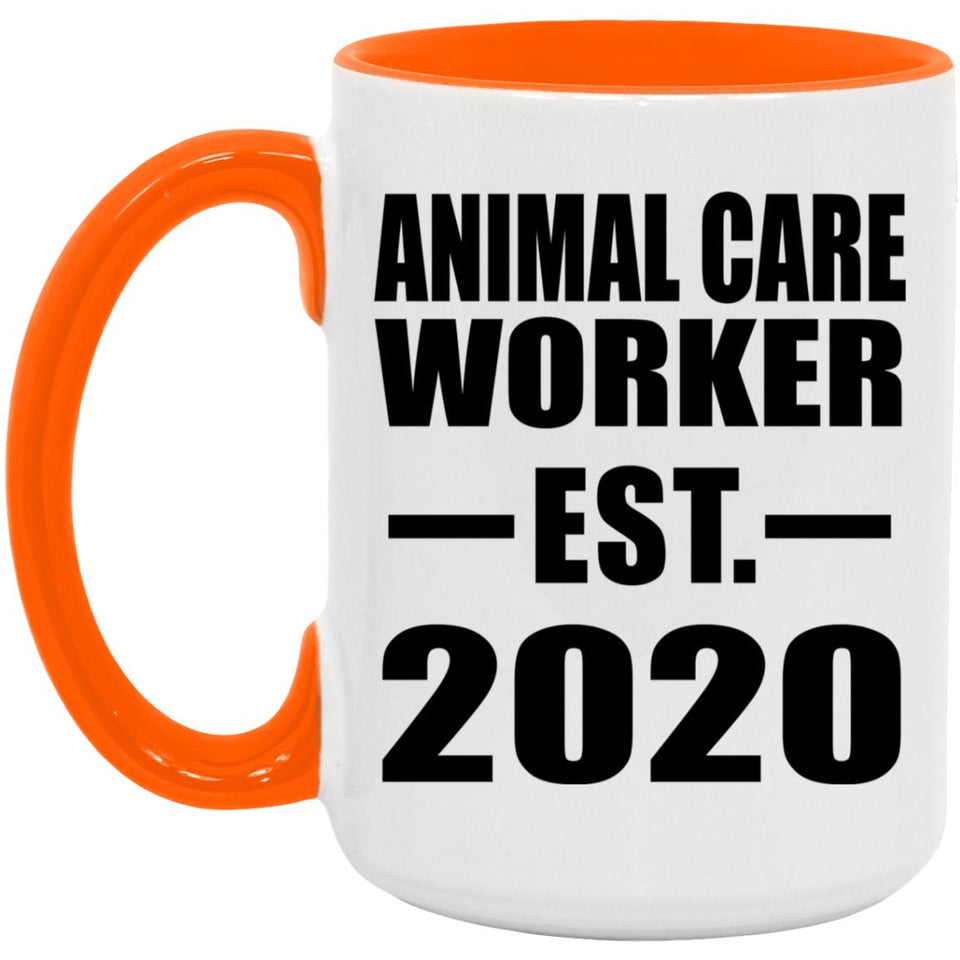 Animal Care Worker Established EST. 2020 - 15oz Accent Mug Orange