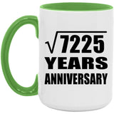 85th Anniversary Square Root of 7225 Years Anniversary - 15oz Accent Mug Green