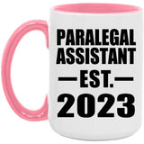Paralegal Assistant Established EST. 2023 - 15oz Accent Mug Pink