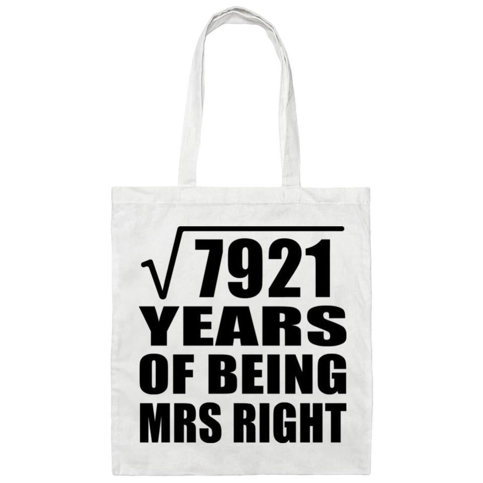89th Anniversary Square Root of 7921 Years of Being Mrs Right - Tote Bag White
