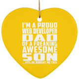 Proud Web Developer Dad Of Awesome Son - Heart Ornament