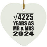 65th Anniversary Square Root of 4225 Years As Mr & Mrs 2024 - Heart Ornament