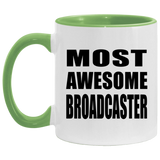 Most Awesome Broadcaster - 11oz Accent Mug Green