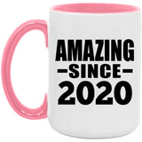 4th Birthday Amazing Since 2020 - 15oz Accent Mug Pink