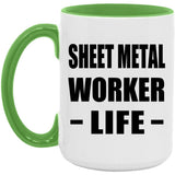 Sheet Metal Worker Life - 15oz Accent Mug Green