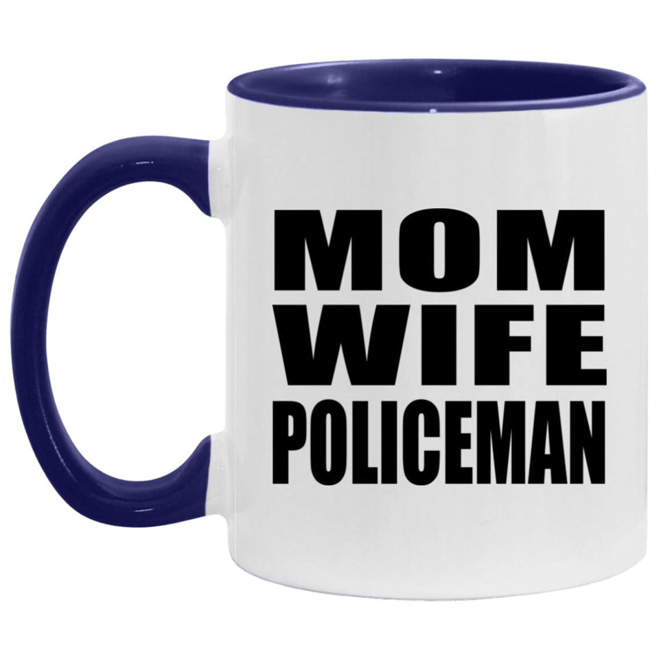 Mom Wife Policeman - 11oz Accent Mug Purple