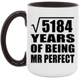 72nd Anniversary Square Root of 5184 Years of Mr Perfect - 15oz Accent Mug Black