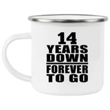 14th Anniversary 14 Years Down Forever to Go - 12oz Camping Mug