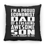 Proud Economist Dad Of Awesome Son - Throw Pillow Black
