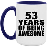 53rd Birthday 53 Years Of Being Awesome - 15oz Accent Mug Purple