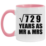 27th Anniversary Square Root of 729 Years As Mr & Mrs - 11oz Accent Mug Pink