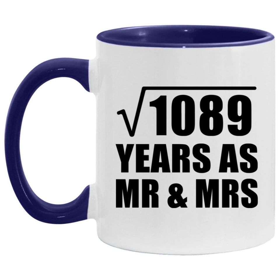 33rd Anniversary Square Root of 1089 Years As Mr & Mrs - 11oz Accent Mug Purple