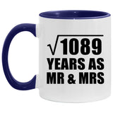 33rd Anniversary Square Root of 1089 Years As Mr & Mrs - 11oz Accent Mug Purple