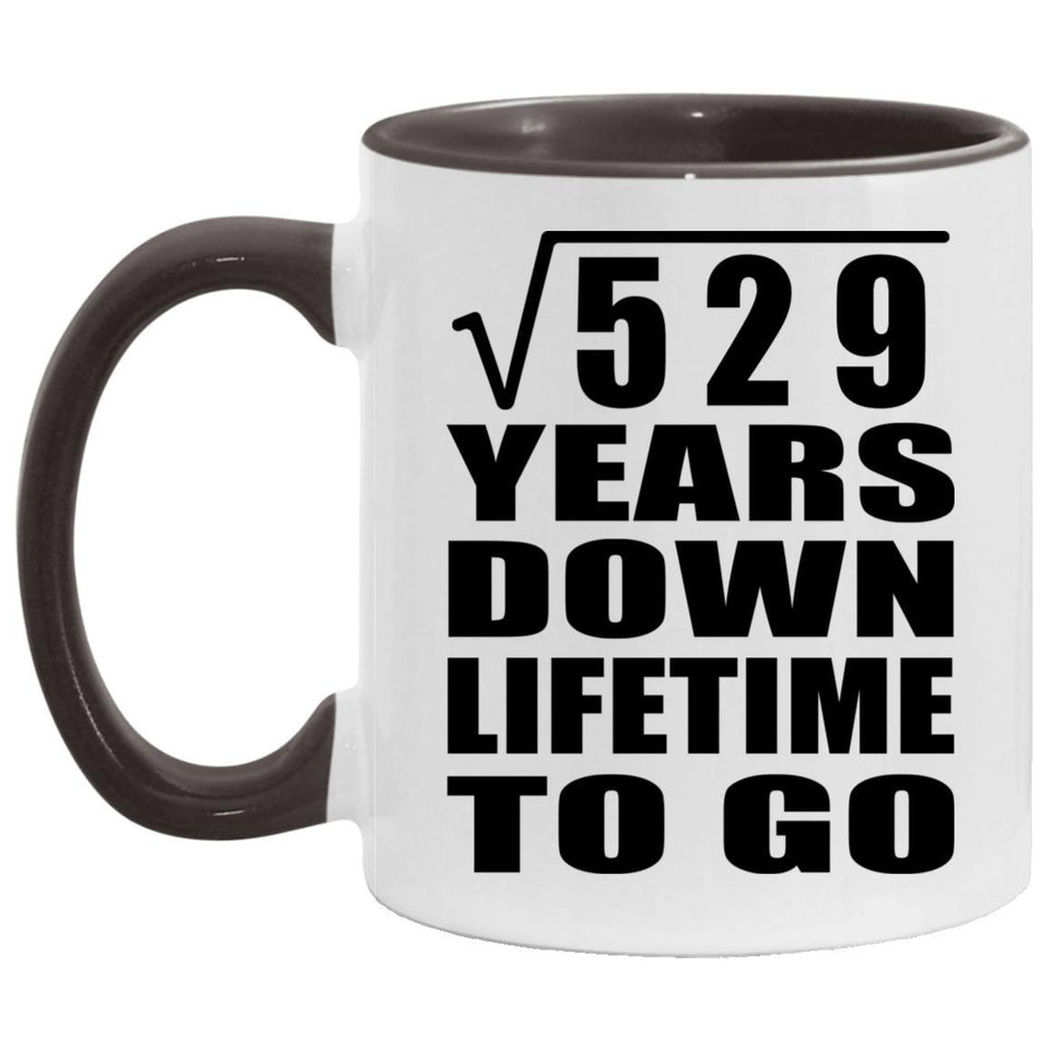 23rd Anniversary Square Root of 529 Years Lifetime To Go - 11oz Accent Mug Black