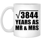 62nd Anniversary Square Root of 3844 Years As Mr & Mrs - 11oz Coffee Mug