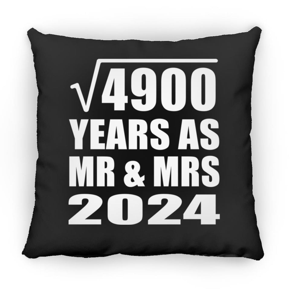 70th Anniversary Square Root of 4900 Years As Mr & Mrs 2024 - Throw Pillow Black