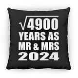 70th Anniversary Square Root of 4900 Years As Mr & Mrs 2024 - Throw Pillow Black
