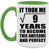 3rd Birthday Took Square Root of 9 Years To Awesome - 15oz Accent Mug Green