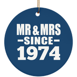 50th Anniversary Mr & Mrs Since 1974 - Circle Ornament