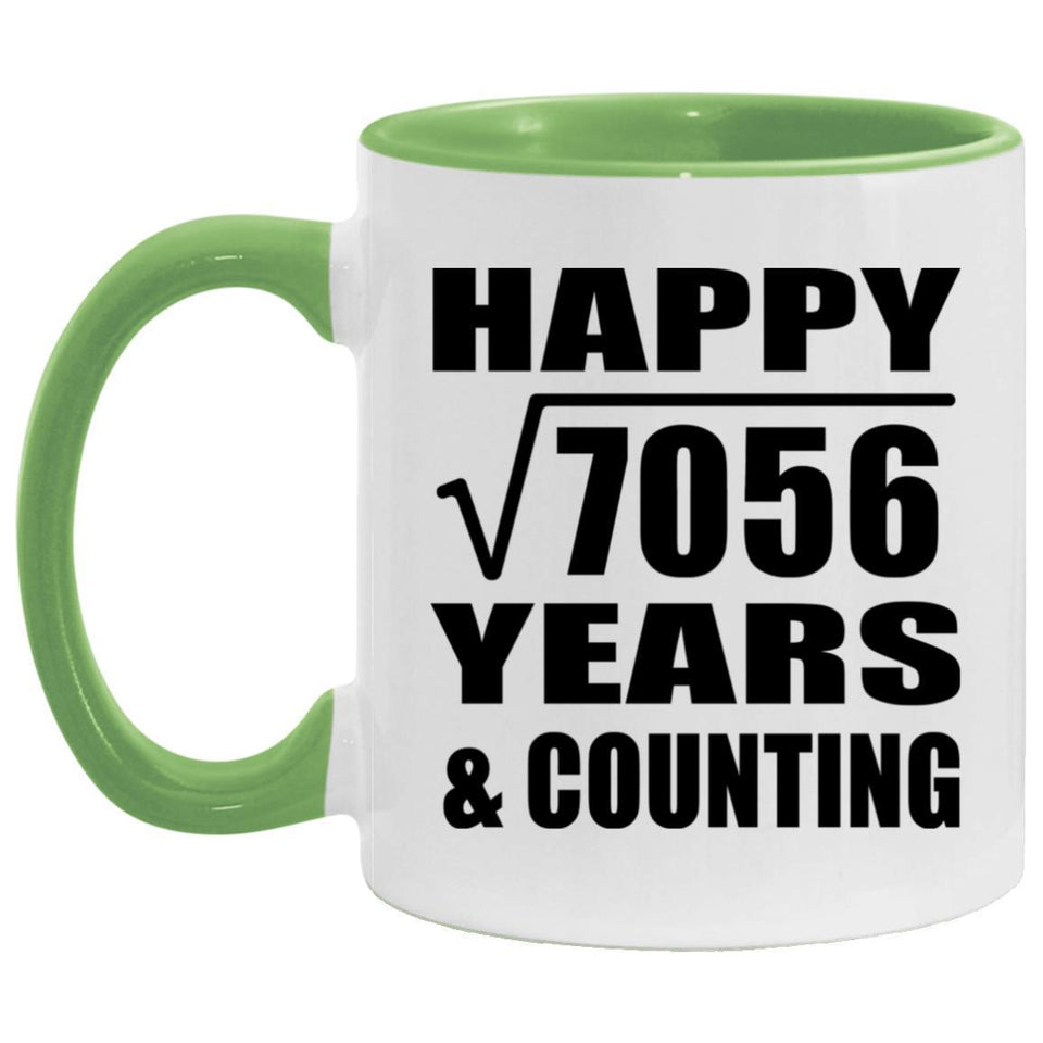 Happy 84th Anniversary Square Root of 7056 Years & Counting - 11oz Accent Mug Green