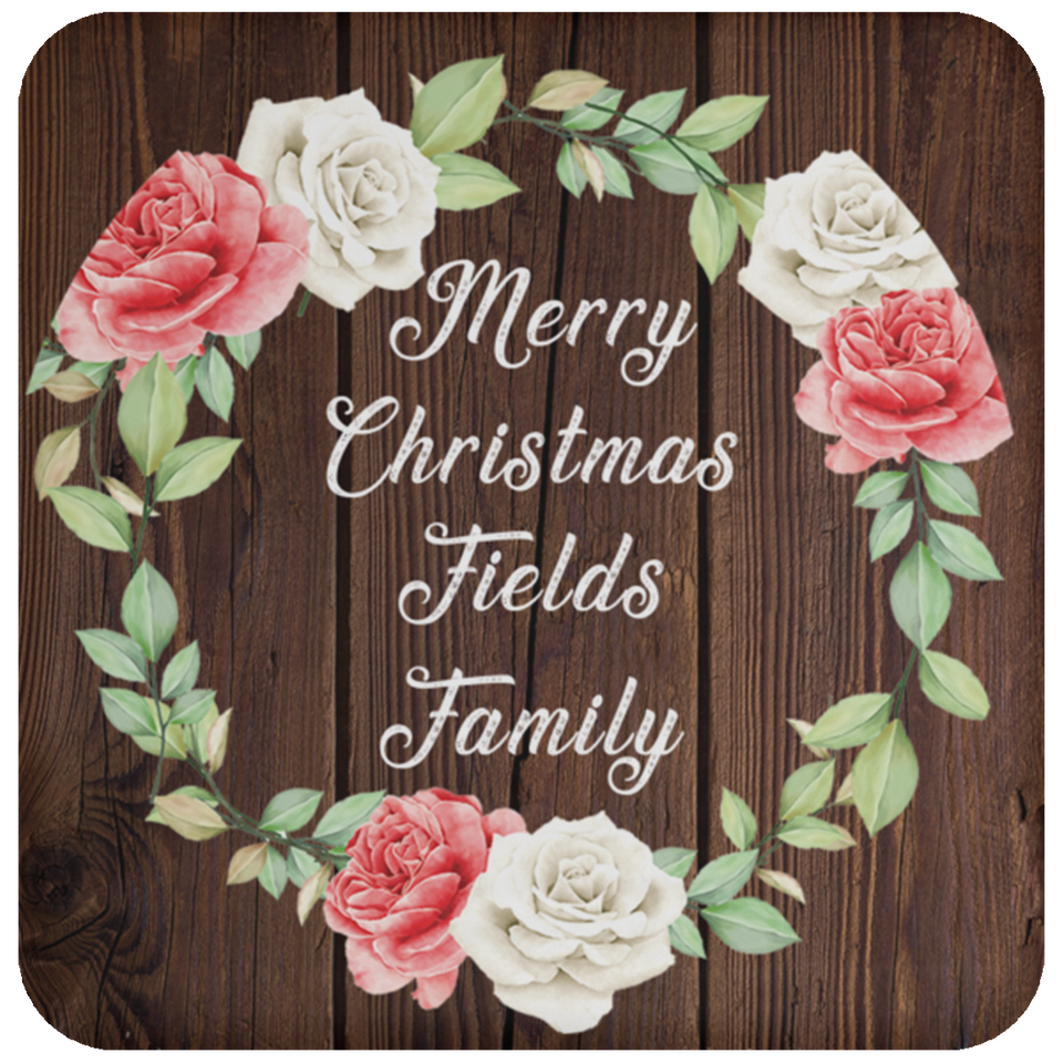 Merry Christmas Fields Family - Drink Coaster A
