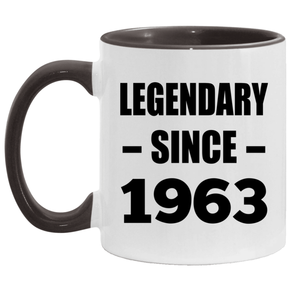 61st Birthday Legendary Since 1963 - 11oz Accent Mug Black